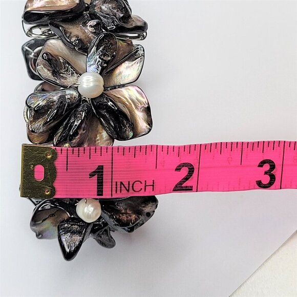 Grey Cuff Bracelet Freshwater Pearl and Mother Of Pearl Bangle NEW - Picture 11 of 16
